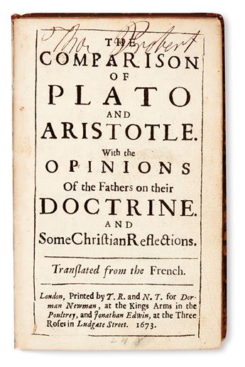 RAPIN. The Comparison of Plato and Aristotle. 1673 + ST.-EVREMOND. Judgment on Alexander and Caesar. 1672 + another work by Rapin. 1672